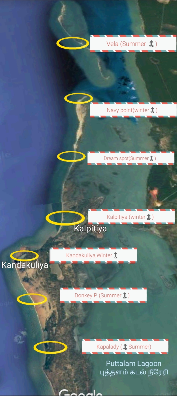 Kitesurfing spots around Kalpitiya and Kapalady